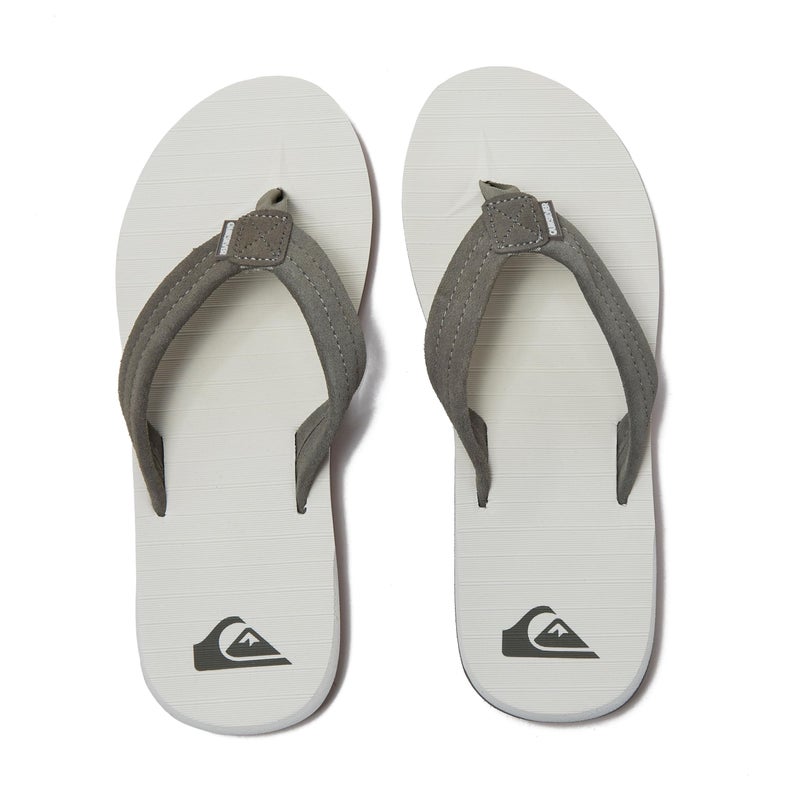 Quiksilver Carver Suede Flip Flops for Men, Arch Support Athletic Mens Sandals, Size 6 to 16 Thong Mens Slides, Grey/White/Grey, 10 M US - Image 4